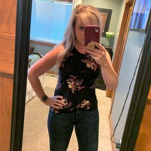 Black floral tank top